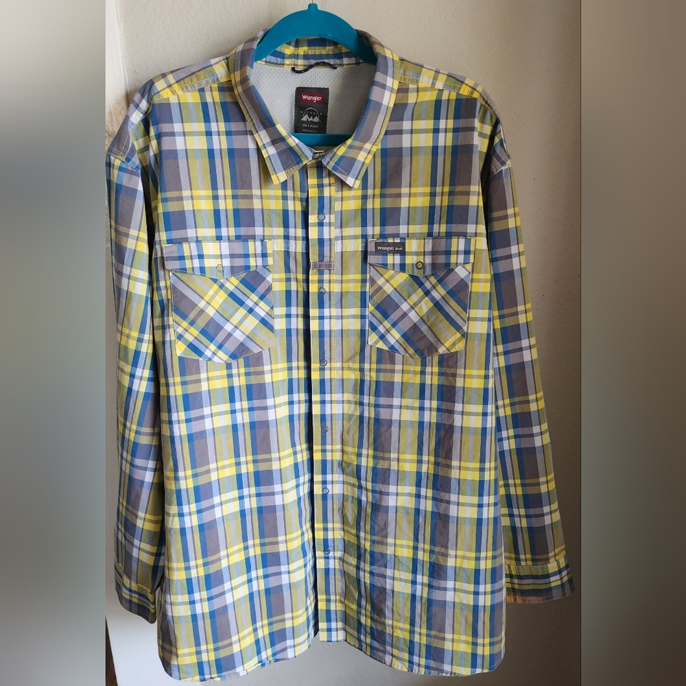 Wrangler Men's Long Sleeve Plaid Outdoor Utility Shirt Sz 3X